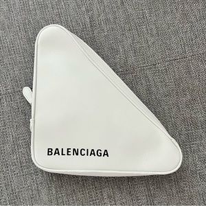 Authentic Balenciaga White Triangle Pouch Clutch